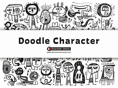 Fun with Dikomo.id's Black and White Doodle Characters dribbble.