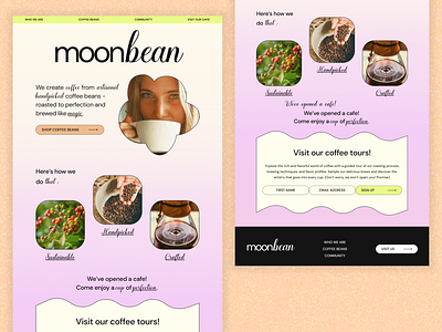 Retro brutal website landing page build coffee shop dailyui design figma gradient landing page ui uidesign website