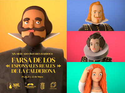Poster Farsa de los Esponsales Reales de La Calderona 3d blender characters design graphic design illustration poster puntocubo video