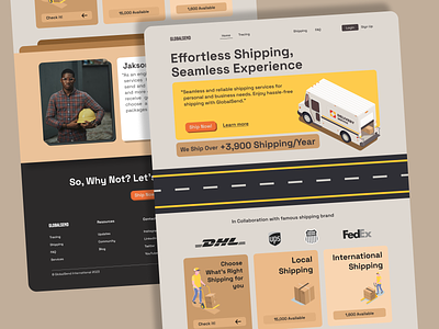 GlobalSend - A Worldwide Shipping Service Website branding clean dashboard seamless service shipping ui ux webdesign