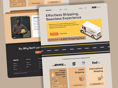 GlobalSend - A Worldwide Shipping Service Website branding clean dashboard seamless service shipping ui ux webdesign