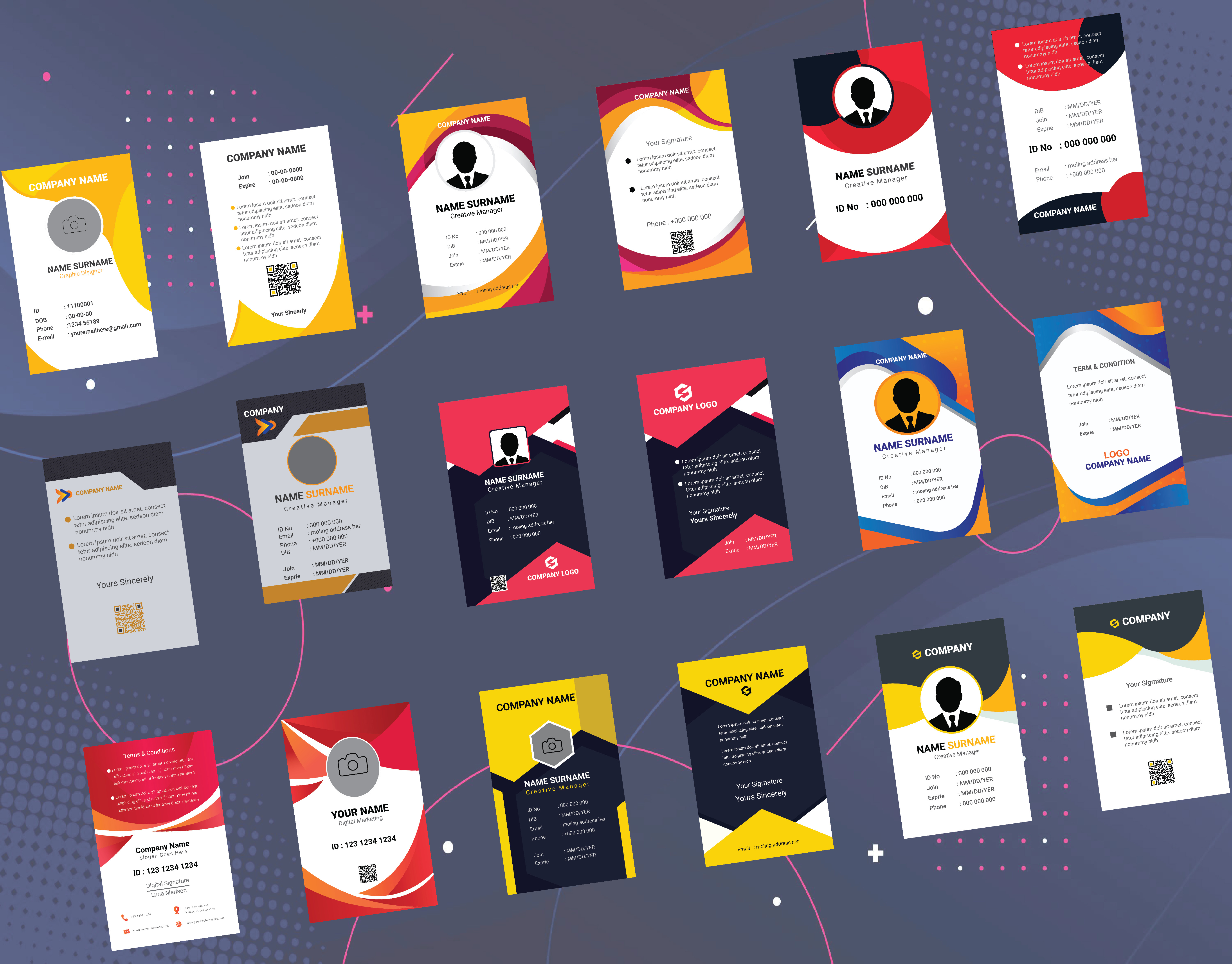 Vector corporate id card design template branding card college id card creative design employee graphic design id identification identity logo membership print professional template voter id card voter id card status