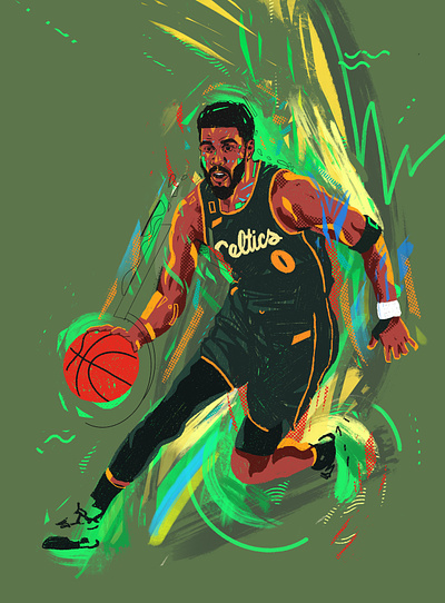 Tatum basketball celtics champion character design illustrated portrait illustration illustrator nba people playoffs portrait portrait illustration procreate