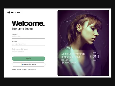 Sign up page for daily UI 2023 ai blurred bold daily ui design glass green midjourney modern modernist sass sign up typography ui design