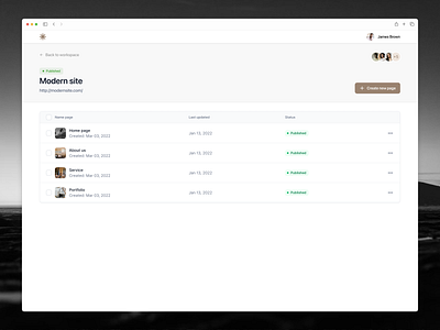 Modern Site© [Q] 2 → P crm dashboard data desktop details header interface list members navigation preferences product design project settings saas status table tabs uxui web constructor web design