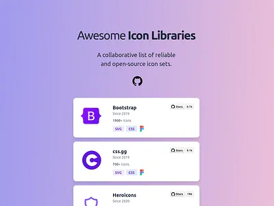 Awesome Icon Libraries icon sets icons landing page
