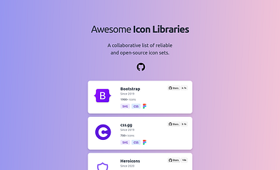 Awesome Icon Libraries icon sets icons landing page