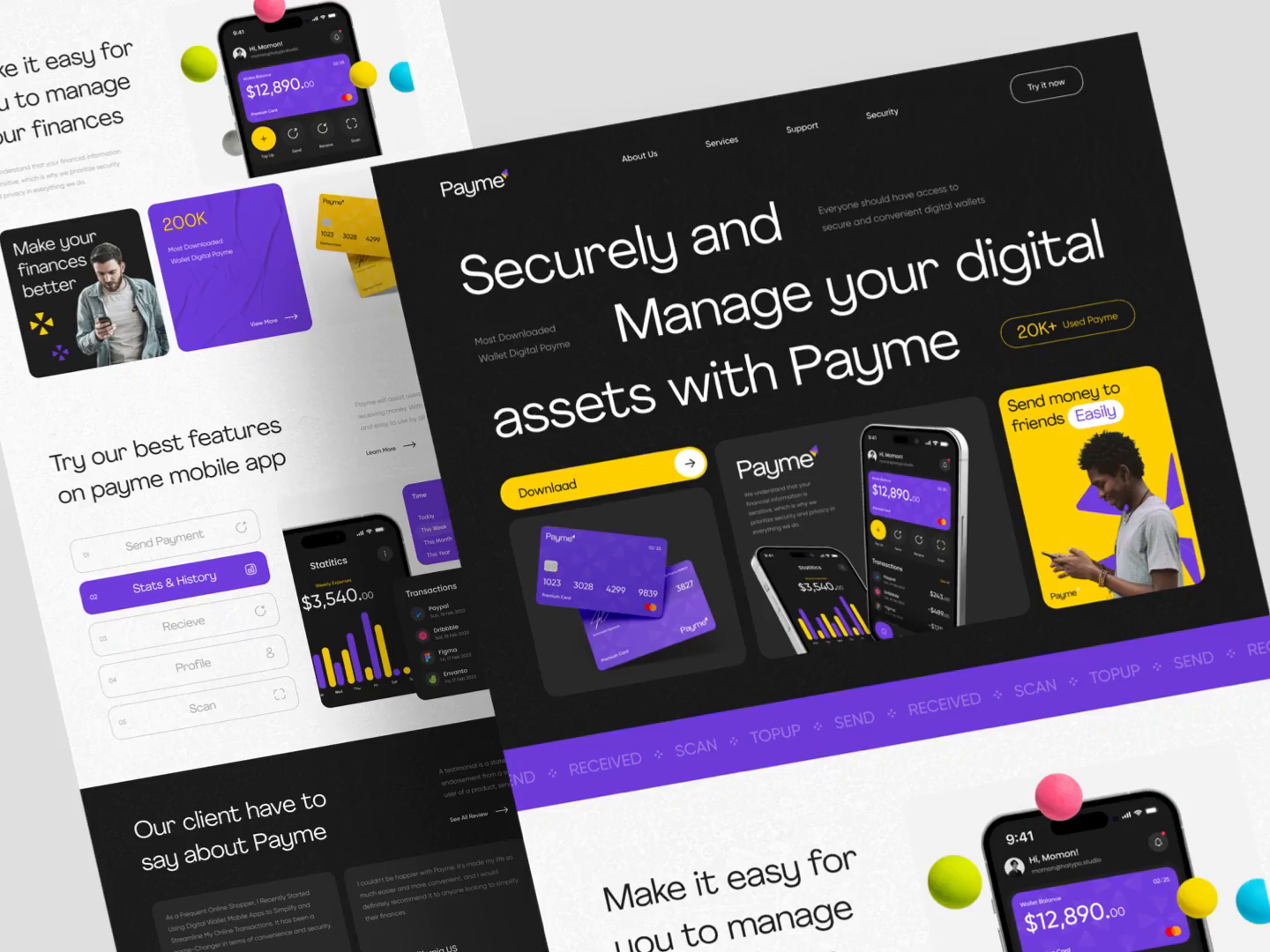Payme - Finance Landing Page Animation by Momon for Hatypo Studio on ...