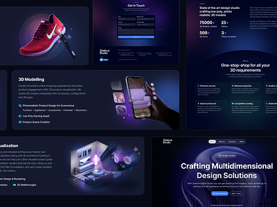 Landing Page and Visuals for 3D Design Studio 3d ar dark mode design glow gradient ikea image retouching landing page linear modelling photo manipulation ui virtual reality visuals vr