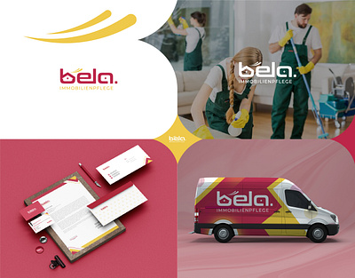 Bela Cleaning Company Branding Design. business card and stationary cleaning company logo concept logo graphic design home cleaning company logo house cleaning logo letter logo design minimalist logo typography logo vehicle sticker design