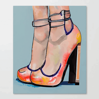 Hand Drawing Of Funny Shoes Collection, Isolated Pair Of Shoes accessories beautiful beautiful illustration bridal shoe creative dress dresses fashion illustration footwear hand painted heels high high heeled footwear leather peach pink ribbon sneakers stiletto heel watercolor painting work of art