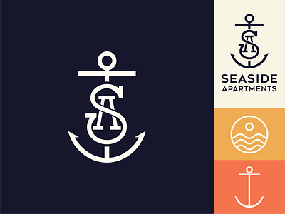 Seaside Apartments - Logo and Branding Design adventure anchor branding design fishing camp graphic design illustration logo logo design monogram norway sa tourism vector