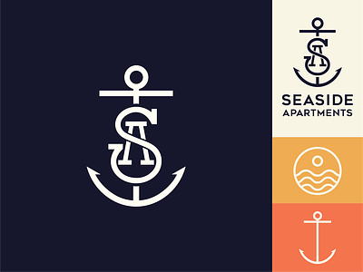 Seaside Apartments - Logo and Branding Design adventure anchor branding design fishing camp graphic design illustration logo logo design monogram norway sa tourism vector