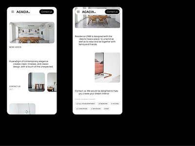 ACACIA ® interior studio II interior minimalism mobile swess ui ux webdesign website