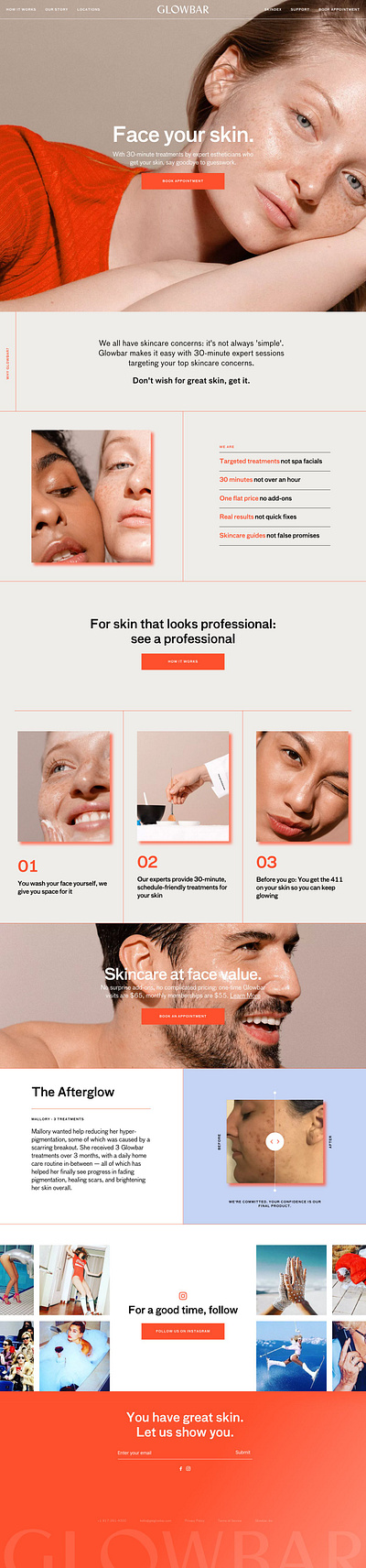 Glowbar Home Page Design dropshipping store homepage design landing page design online store shopify web design website design wix