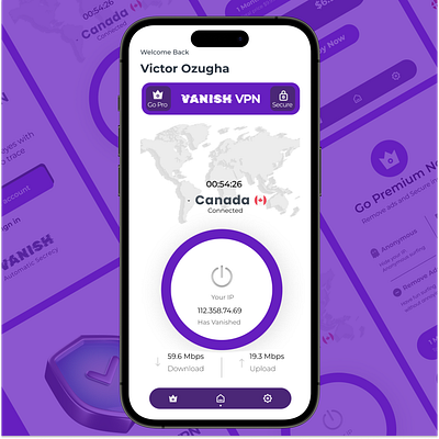 Vanish VPN app branding design illustration ux