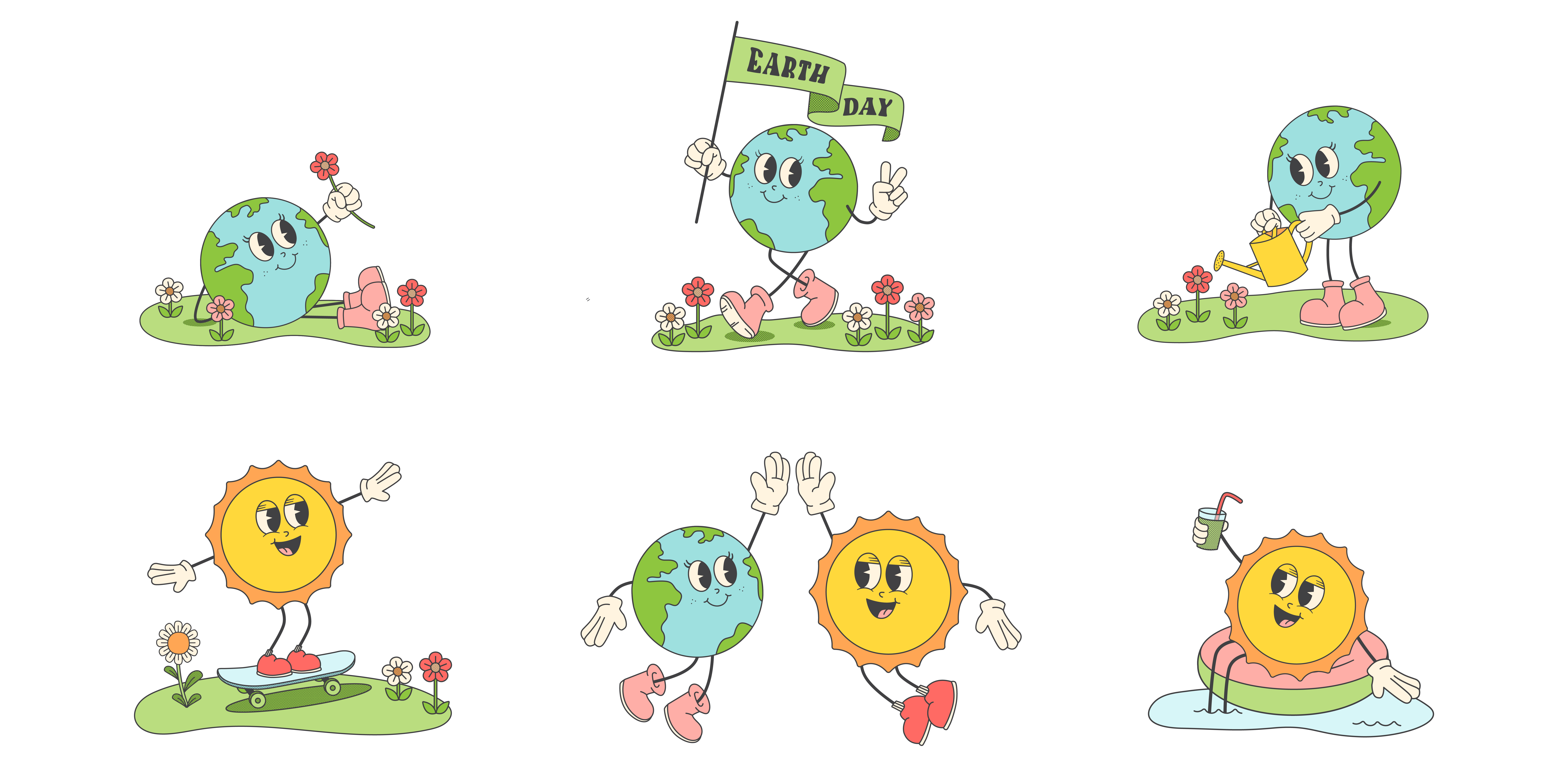 Earth Day 2023 Illustrations design digital design digital illustration earth earth day flowers graphic design illustration planet retro sustainability