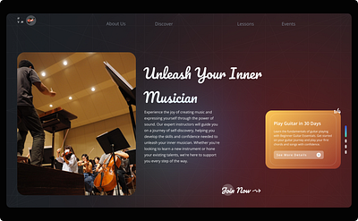 Music Learning Website canon grid community oriented design ersonalized learning figma golden canon grid instrument specific interactive design landing page multimedia: music education music instrument landing page music instrument website music learning landing page music learning website online learning ui ui design uiux user interface