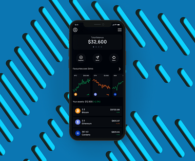 Crypto Trading Mobile App Home Page blockchain crypto darkmode design ui ux web3