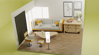 A cozy living room. 3d 3dartist 3db 3ddesign 3dhouse blender design illustration