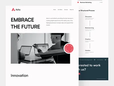 Asha - Agency Landing Page agency agency landing clean company company profile creative agency design design studio digital agency landing page landingpage studio ui ux web design