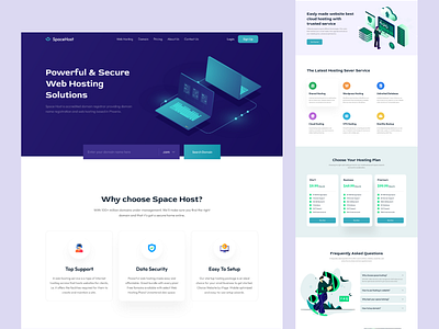 Web Hosting & Domain Services Website Design clean cloud hosting could design domain host hosting website landingpage minimal service service hosting ui uiux ux website website design