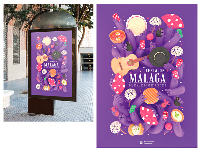 Poster proposal Feria de Málaga 2022 2022 3d blender design elements feria de málaga food graphic design illustration instruments objects poster proposal props puntocubo