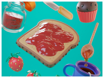 First Breakfast 3d animation blender breakfast course design food graphic design illustration props puntocubo