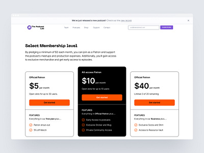 Pricing page exploration design podcast pricing typography ui