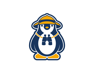 Pennell Elementary Safari Penguin blue cute fun identity illustration logo penguin safari yellow
