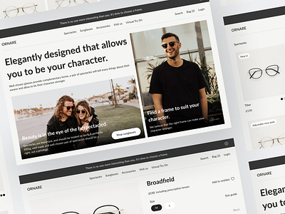 Ornare - Glasses E-commerce catalogue clean design ecommerce header landing page market marketplace modern online shop simple spectacles store sunglasses ui ui design uiux web design website website design