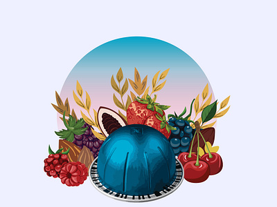 Nespresso Odacio Capsule Flavor Notes Illustration advertising branding coffee design digital art digital illustration digital painting flavor food fruit illustration nespresso portrait product