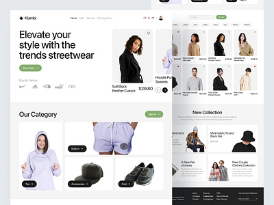 Klambi - Fashion Ecommerce Landing Page clothing ecommerce fashion landing market marketplace model olshop online shop online store page shop shopping store streetwear style trend ui ux web design