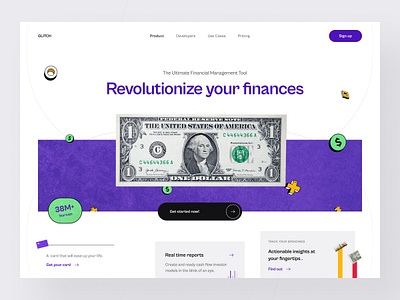 GLITCH: Finance Management App For Startups app design dailyui finance finance app geometric gradient ui uidesign uiux web app