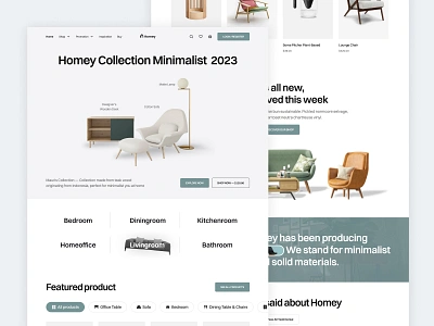 Homey - eCommerce Furniture Landing page chair classic ecommerce furniture furniture website home homedecor interior interior design livingroom marketplace online store shop shopify sofa store table web design websites woocommerce