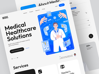 Medic - Healthcare Landing page flat health healthcare hospital illustration medical ui ui visual design web design