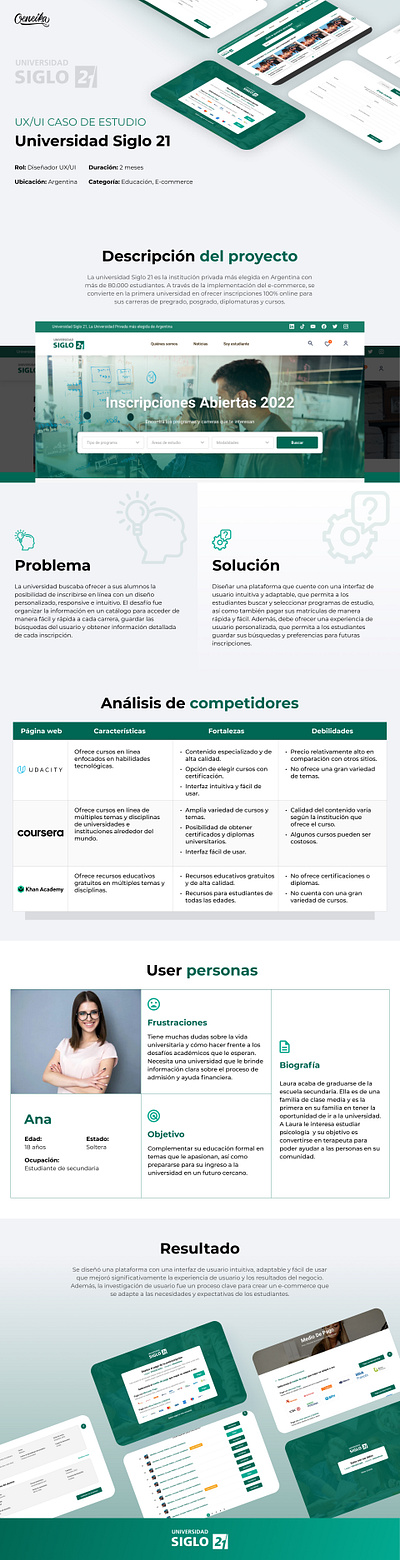 Case Study UX/UI - Universidad Siglo 21 case study design graphic design ui ux web web design