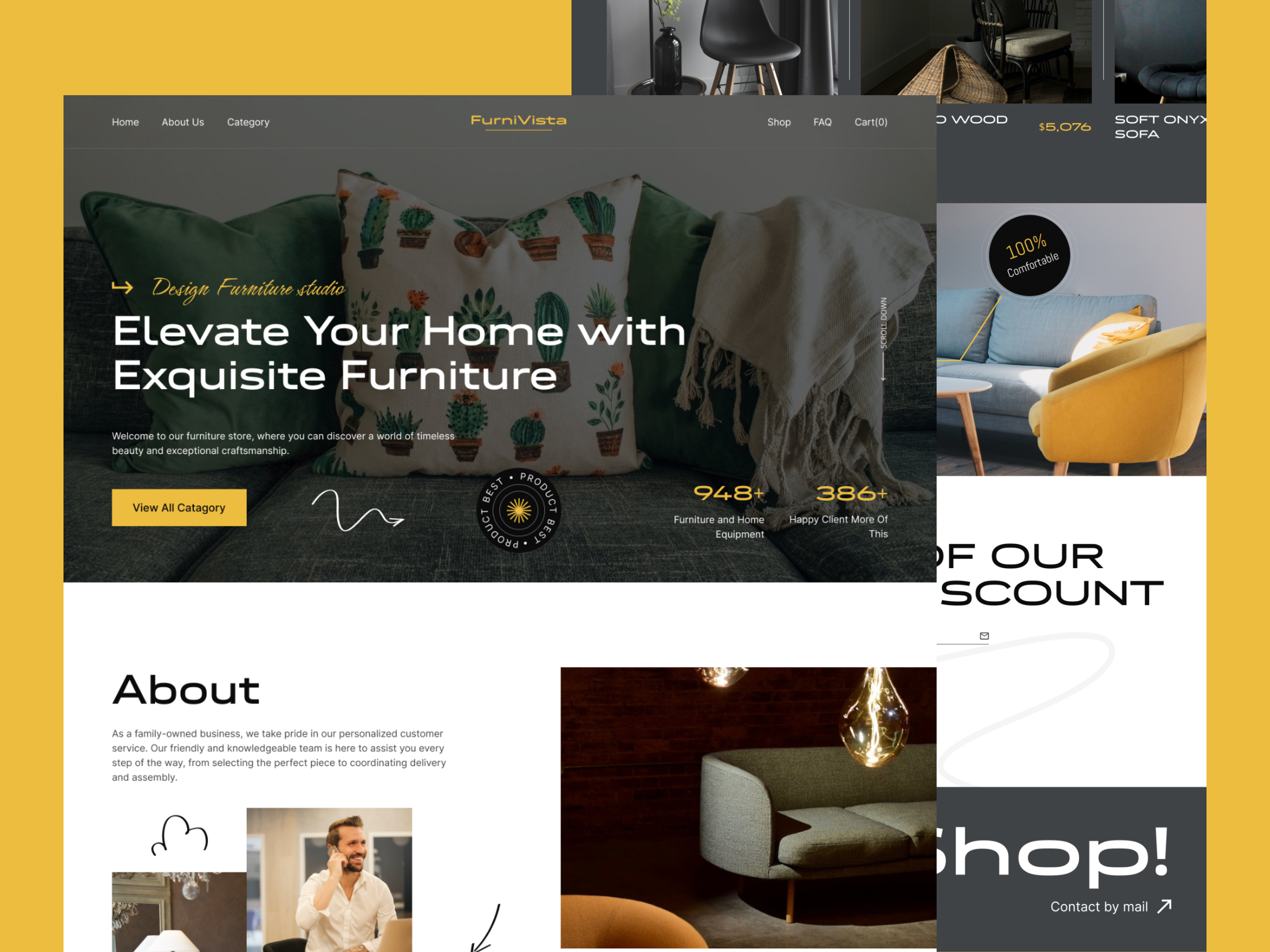 FurniVista - Furniture Website Landing Page Design 3d 3d web branding design furniture furniture landing page interior interior design interior website interiorarchitecture landing page modern rakib room shop shop website store ui uixrakib183 web design