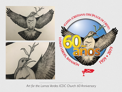 Art for Lomas Verdes 60th Anniversary branding design drawing graphic design illustration ink logo typography vector