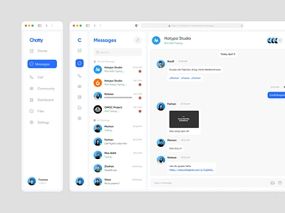 Chatty - Message Dashboard [ Sidebar ] call chat chat dashboard chatting community dashboard group message message dashboard product product design sent video call whatsapp