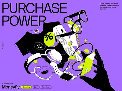 Online Shopping & Rewards - Illustration apparel banking business credit card digital discount finance illustration money shopping sneakers technology vector watch web