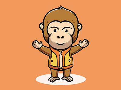 Cute Baby Monkey Wearing Jacket branding graphic design monkey adventures ui
