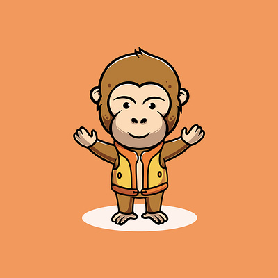 Cute Baby Monkey Wearing Jacket branding graphic design monkey adventures ui