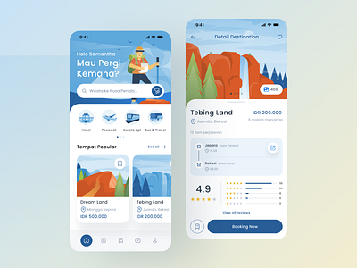 Travel App Explorations adventure app design flat illustration illustration mobile mobile app travel travel agency trip ui ui design ui ux