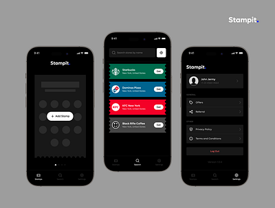 Stampit: The Loyalty App app design design loyaltyapp minimal reward app rewards ui ux
