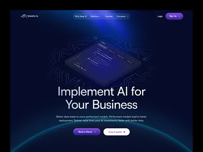 SwayAI {Redesign Concept} ⑊ Website ai business clean dark design development futuristic landing page minimal modern simple ui ui design uiux web design website whitespace