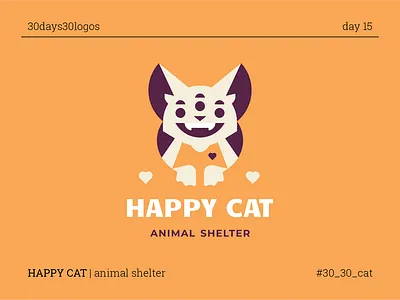 HAPPY CAT animal branding cat heart logohappy monster shelter