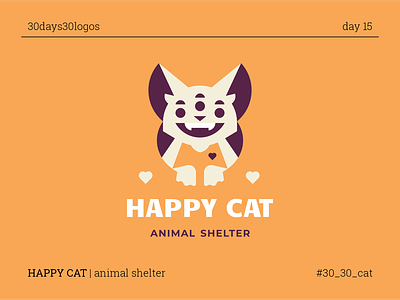 HAPPY CAT animal branding cat heart logohappy monster shelter