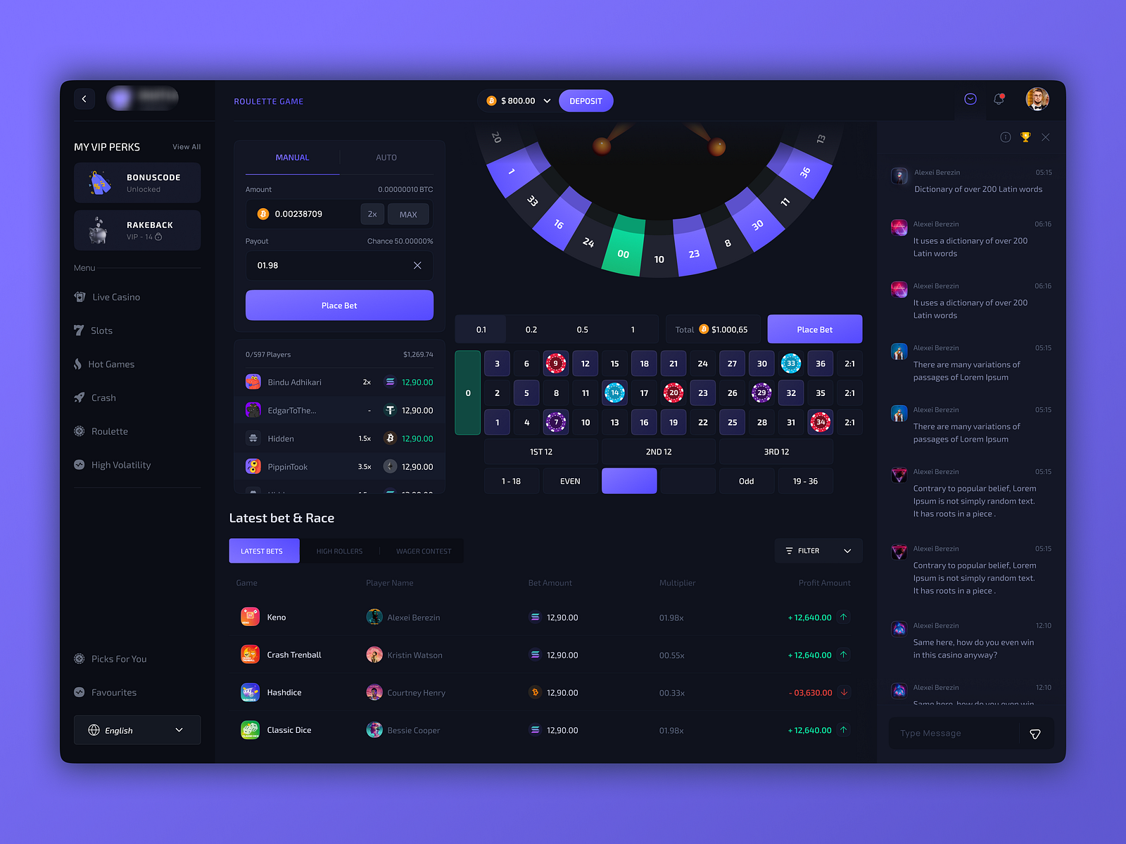 Roulette Page by Alamin Hossen on Dribbble