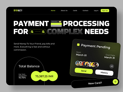 Digital Banking Landing Page UI bank banking card credit debit digital banking finance fintech landing page p2p pay payment payment gateway transaction transfer uidesign ux design wallet web design website